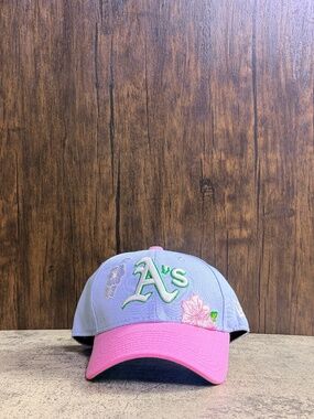 New Era Oakland A’s 9FORTY Low Profile Floral Pink Lavender Hat OSFM